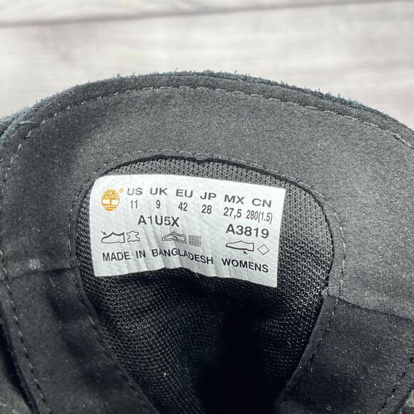 Timberland Carnaby Cool 6 Inch Boot Black Suede Lace Up Combat women's size 11 - Picture 5 of 7